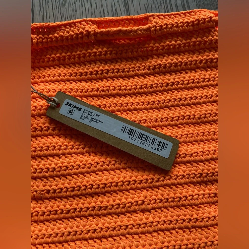 Skims Crochet Swim Mini Skirt in orange NWT